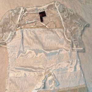 Chic White Lace Blouse Set